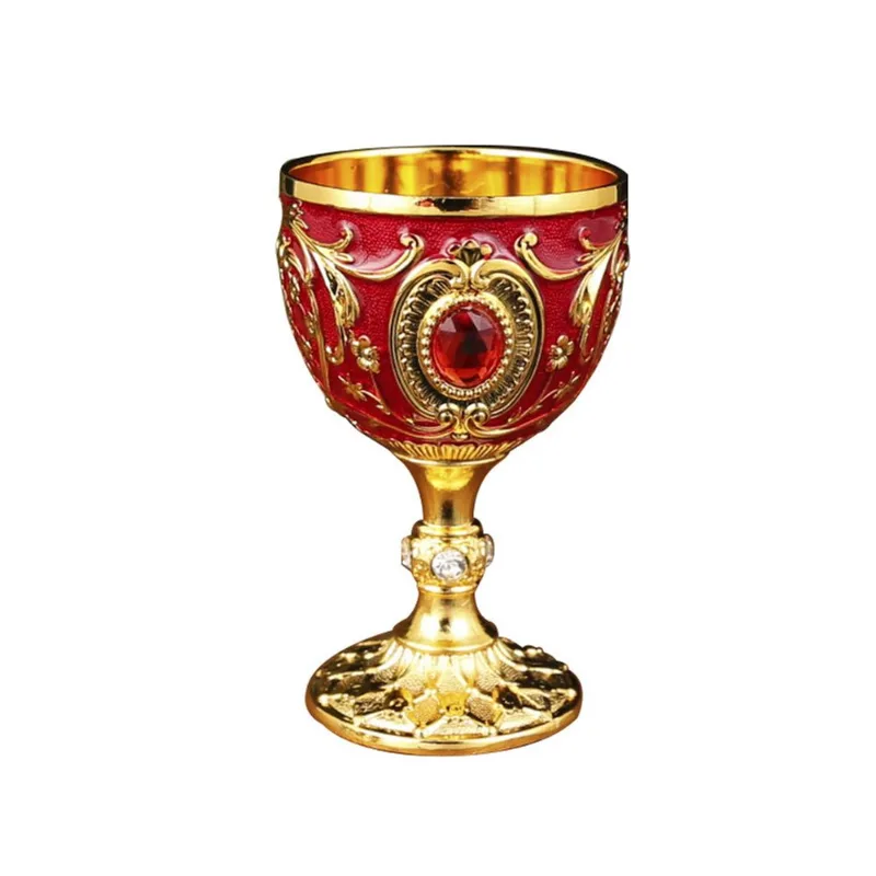 Mini Cálice De Vidro De Metal Retrô Em Ouro Vermelho Europeu De 30 Ml