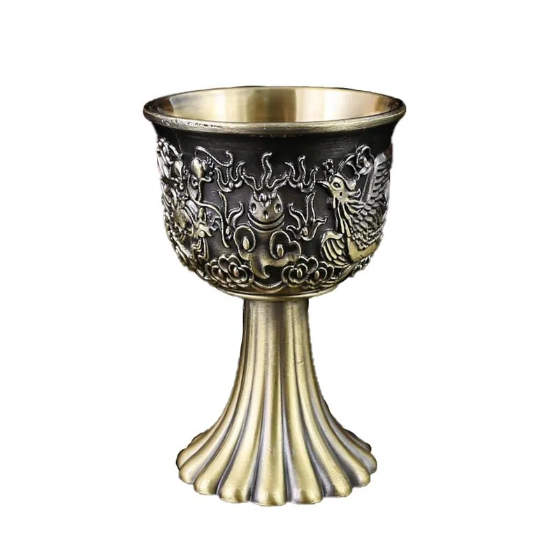 Copo De Licor High Stem Copper Dragon Phoenix Zinc Alloy