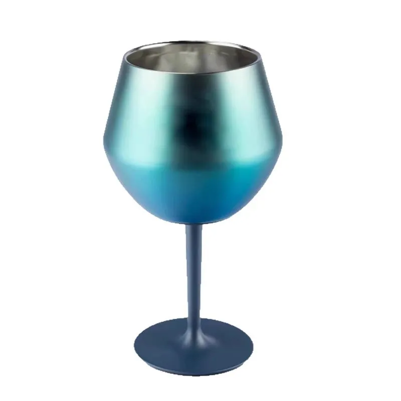 Taça De Vinho De Dupla Camada De Aço Inoxidável Azul Gradiente 200ml