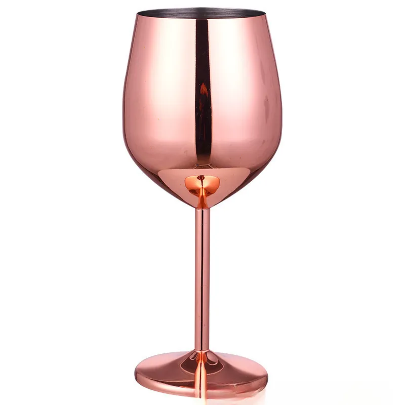 Taça De Vinho De Aço Inoxidável, Ouro Rosa, 500 Ml De Altura