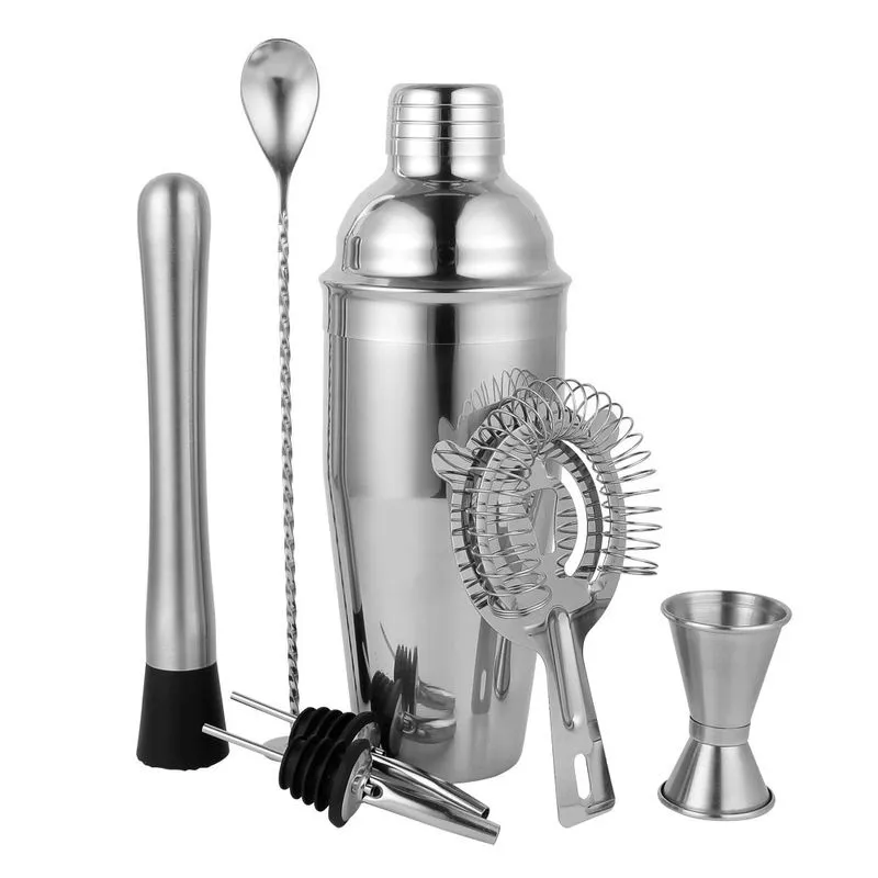 Conjunto De Coqueteleiras De Aço Inoxidável 750 Ml, 7 Peças