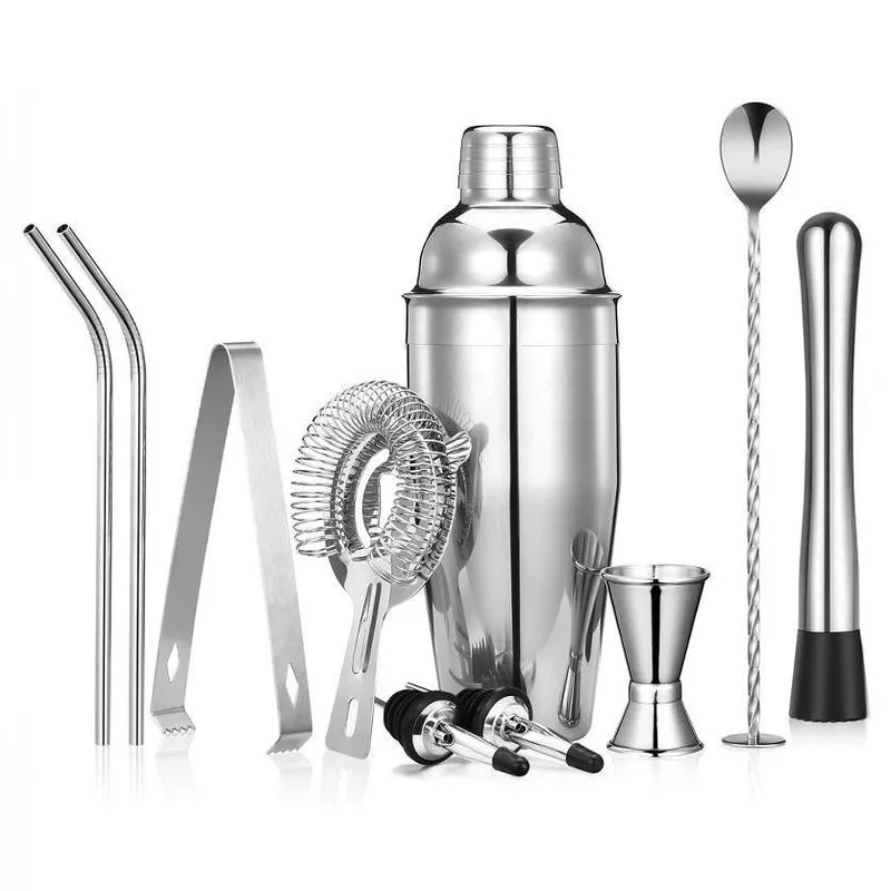 Conjunto De Coqueteleira De Aço Inoxidável De 10 Peças Para Bares Domésticos