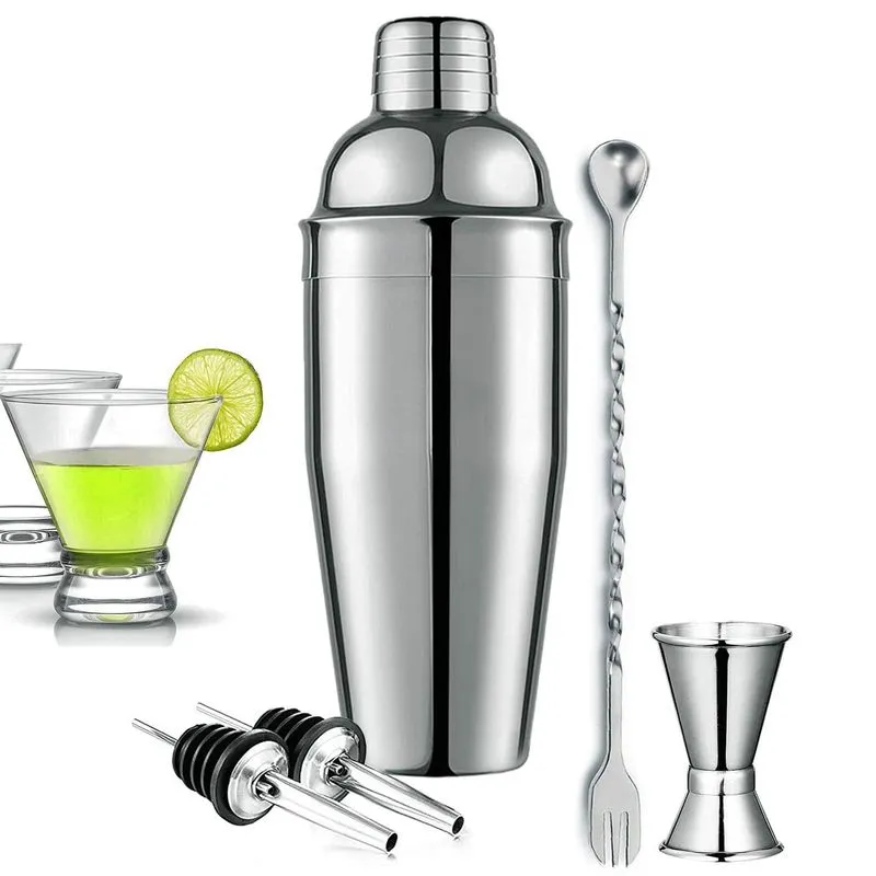 Conjunto De Coqueteleiras De Aço Inoxidável 750 Ml Com Acessórios