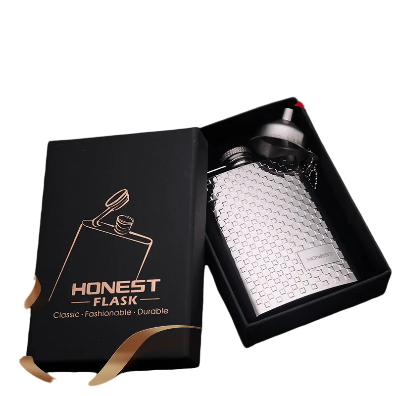 Frasco De Aço Inoxidável Hip Flask 120 Ml Com Funil Prateado