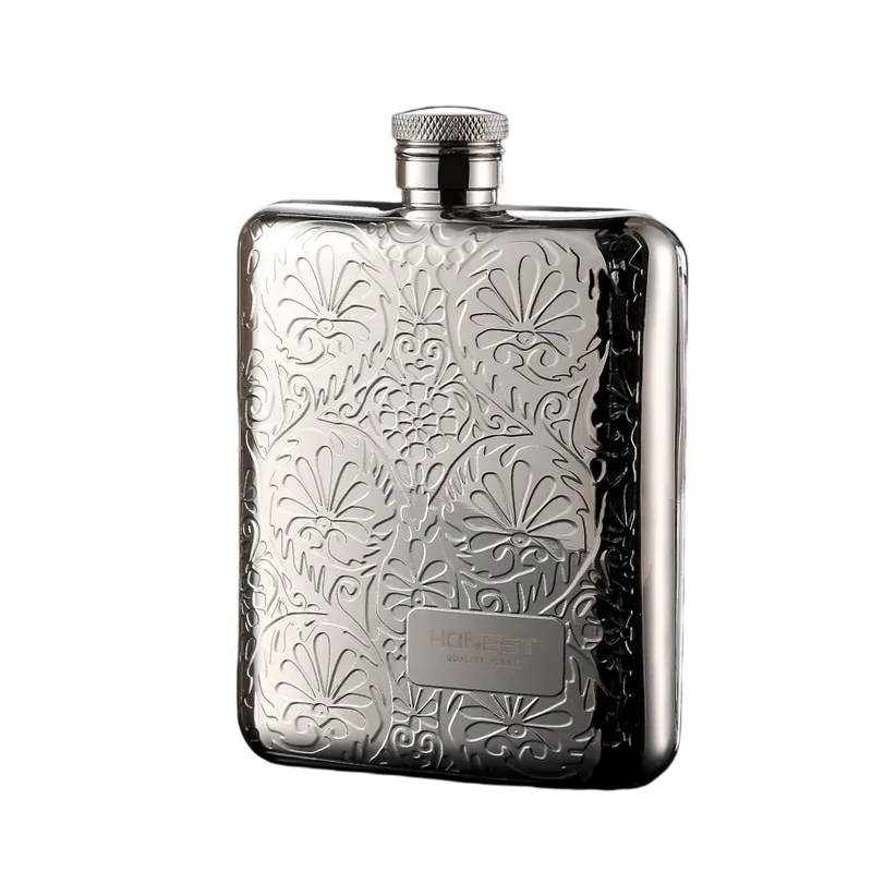 Frasco De Aço Inoxidável Hip Flask 180 Ml Com Funil Prateado