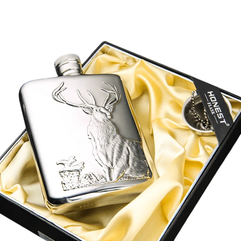 Frasco De Aço Inoxidável Hip Flask 180ml Com Funil Portátil Para Exterior