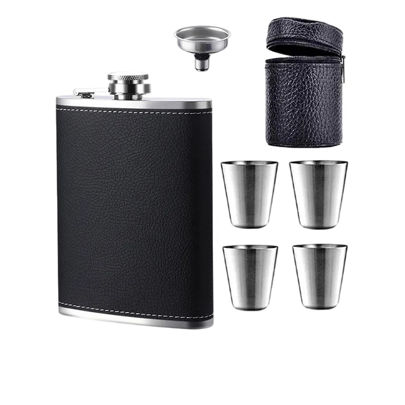 Conjunto De Frascos Hip Em Aço Inoxidável De 240 Ml Com 4 Xícaras E Funil