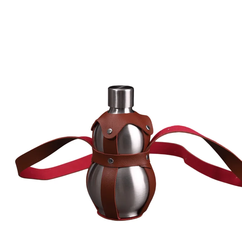 Frasco De Aço Inoxidável Hip Flask 1l Com Alça De Transporte Marrom