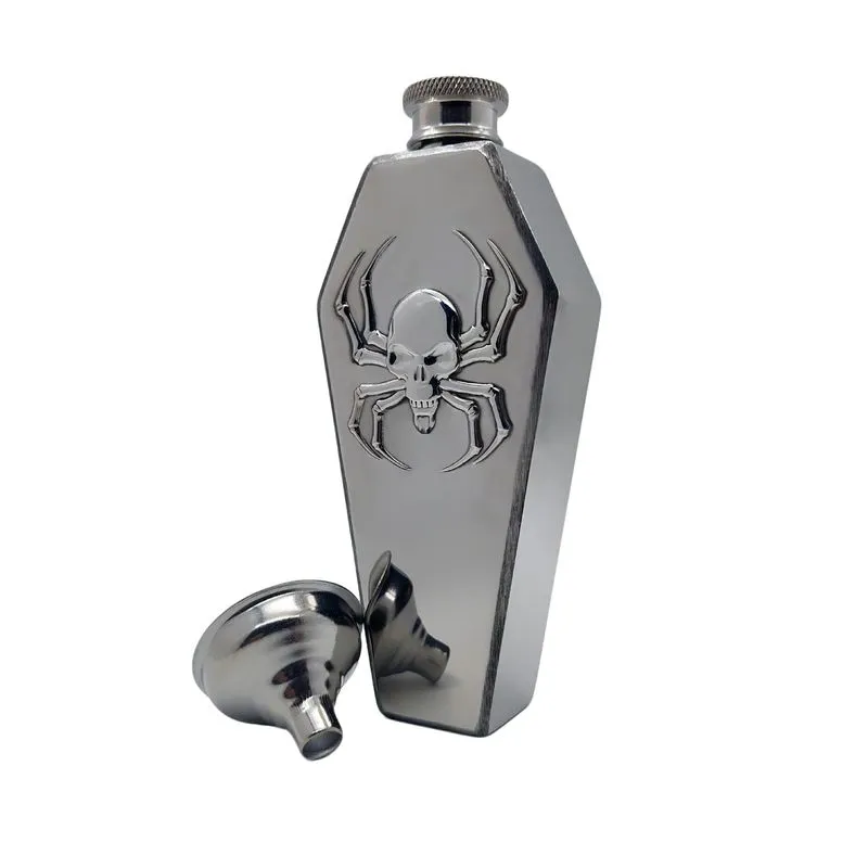 Frasco De Quadril De Aço Inoxidável Hexagonal Em Forma De Caixão De 100 Ml