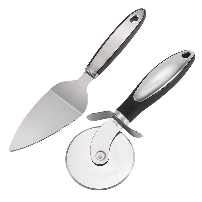 Conjunto De Cortador De Pizza Manjia, Espátula De Aço Inoxidável, 2 Peças