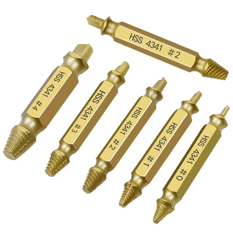 Conjunto De Extrator De Parafusos De 6 Peças Hss Steel Gold Finish 0,1 Kg