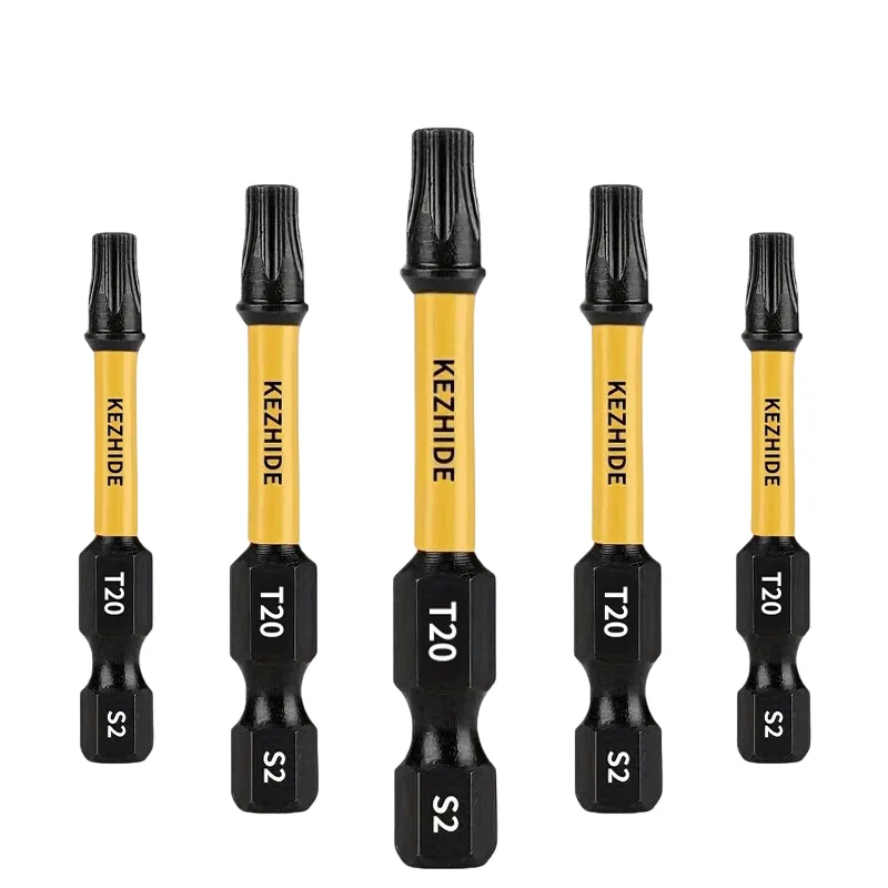 Conjunto De Brocas De Chave De Fenda Torx, 5 Peças De Aço T20 S2, 50 Mm, Amarelo