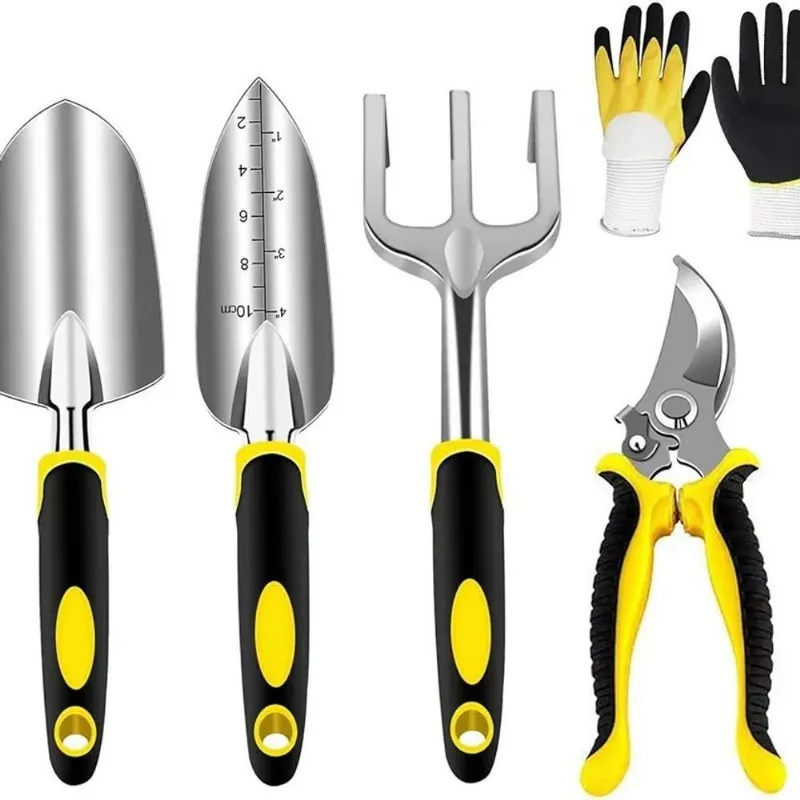 Conjunto De Ferramentas De Jardinagem, 5 Peças, Pá, Ancinho E Tesoura, Luva De Alumínio