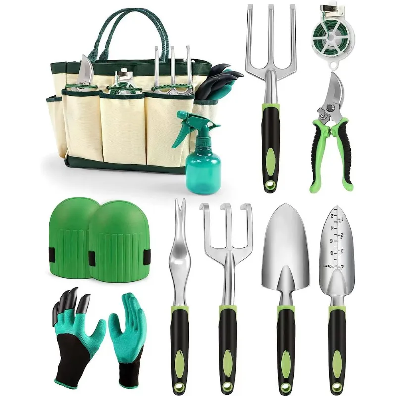 Conjunto De Ferramentas De Jardim De Alumínio De 12 Peças Com Luvas E Tesouras De Poda
