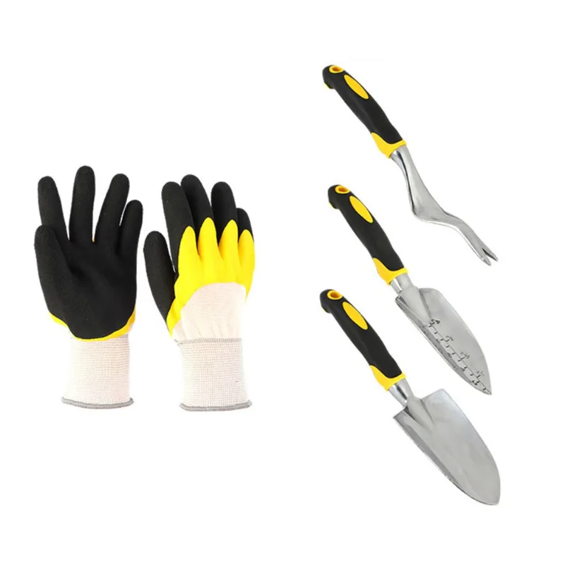 Conjunto De Ferramentas De Jardinagem De Alumínio De 4 Peças Com Luvas Para Jardim Doméstico