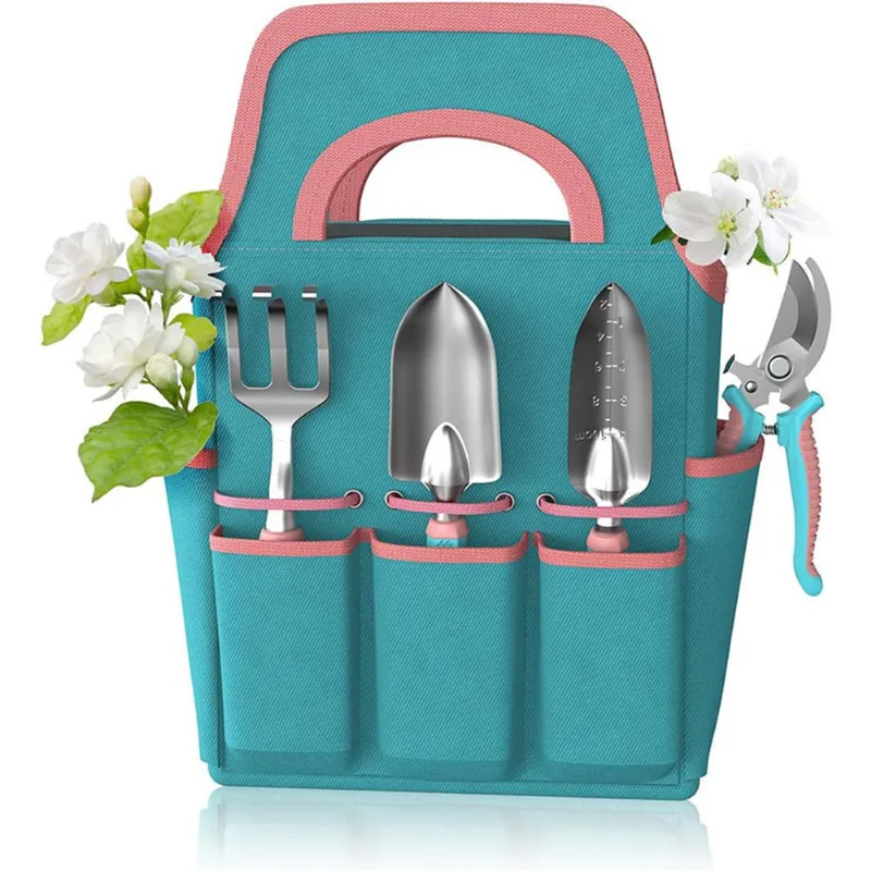 Conjunto De Ferramentas De Jardim Macaron De 6 Peças Com Luvas E Bolsa De Transporte
