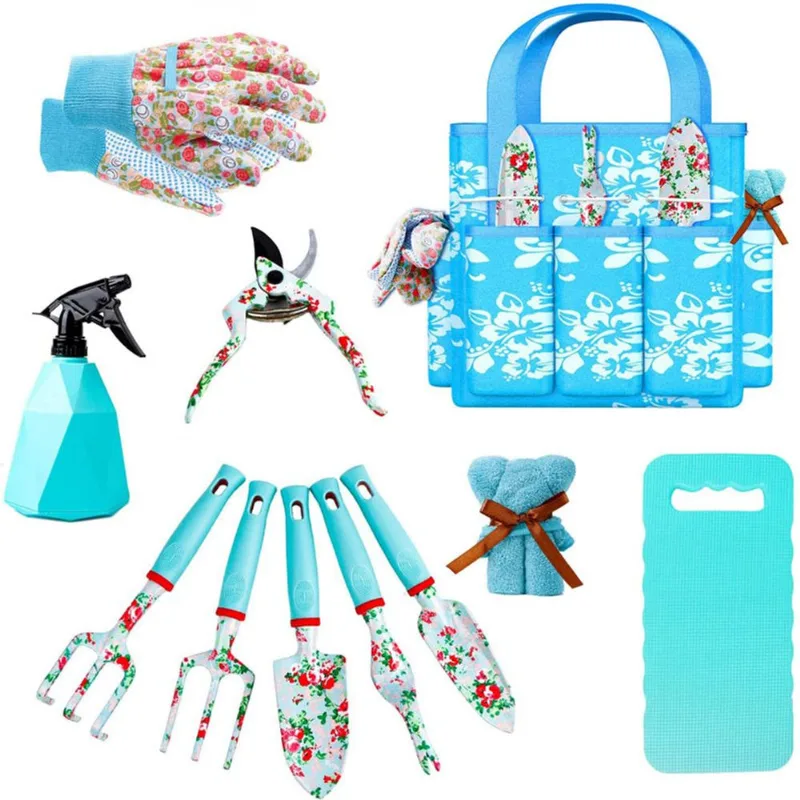 Conjunto De Ferramentas De Jardinagem De 11 Peças Com Bolsa De Transporte E Acessórios