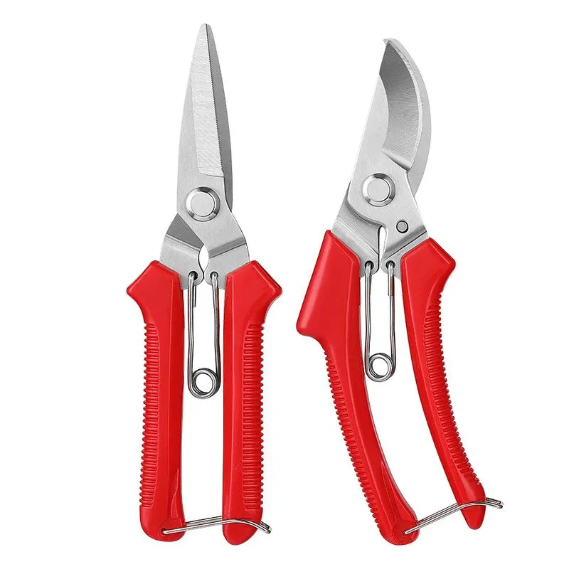 Conjunto De Tesouras De Poda De Aço Inoxidável Vermelho De 21 Cm Para Jardim De 2 Peças