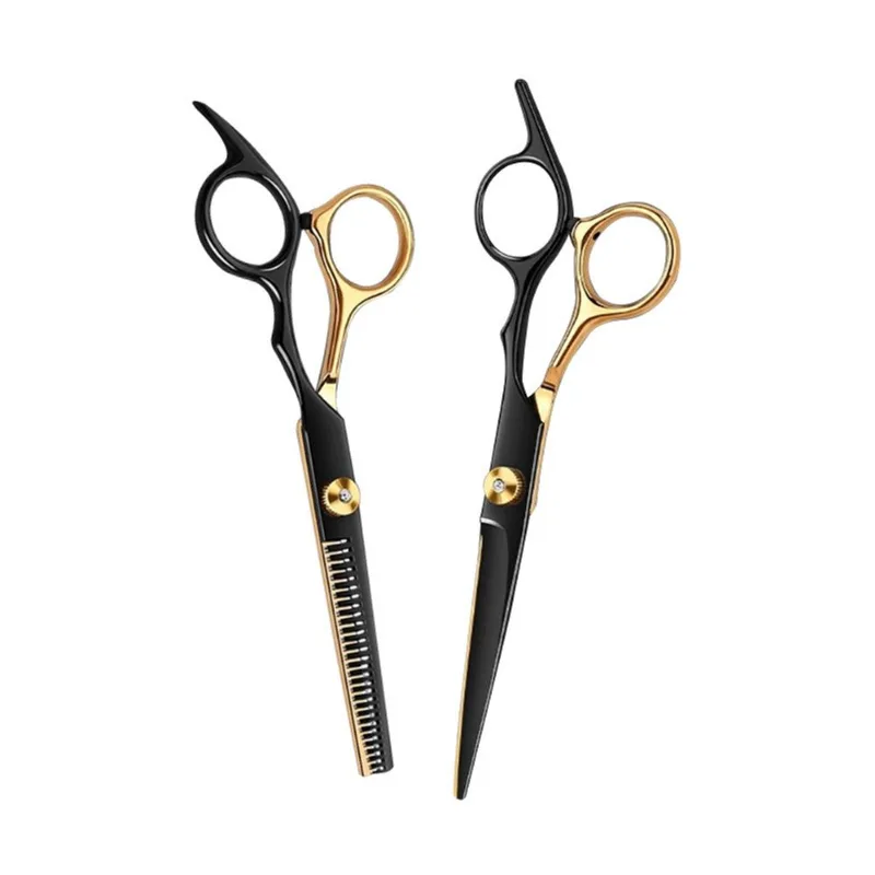 Conjunto De Tesouras Para Cortar Cabelo Black Gold 6 Polegadas Professional