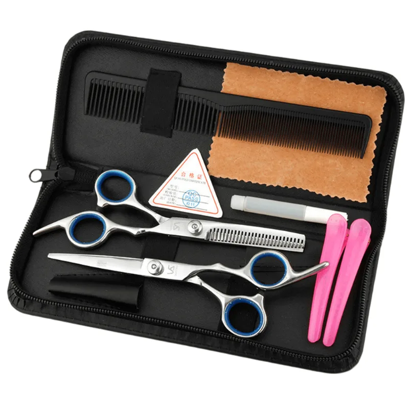 Conjunto De Tesouras Para Cortar Cabelo Profissional De 6 Peças Com Estojo