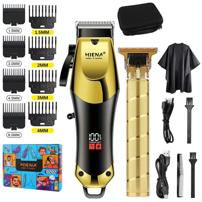 Conjunto De Máquina De Cortar Cabelo Elétrica Gold Professional Hair Trimmer