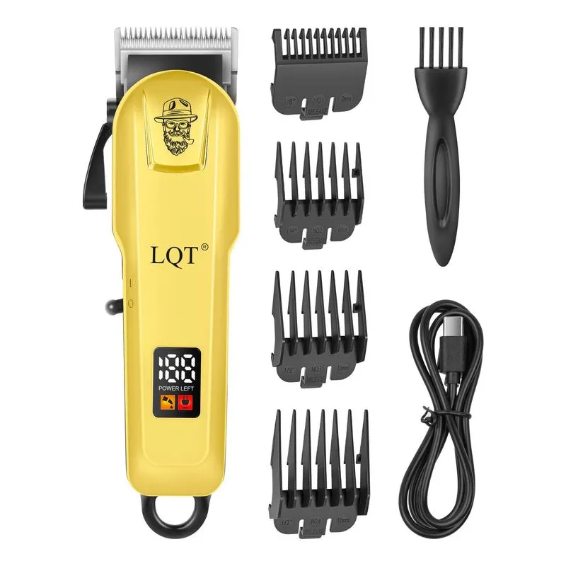 Máquina De Cortar Cabelo Elétrica Recarregável Dourada Com 4 Pentes De Guia