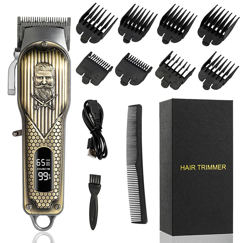Kit De Máquina De Cortar Cabelo Elétrica Sem Fio, Cortador De Cabelo Dourado E Bronze