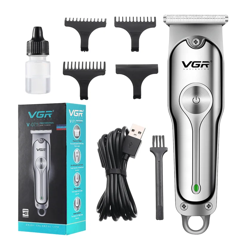 Máquina De Cortar Cabelo Elétrica V-071 Usb Recarregável Prata