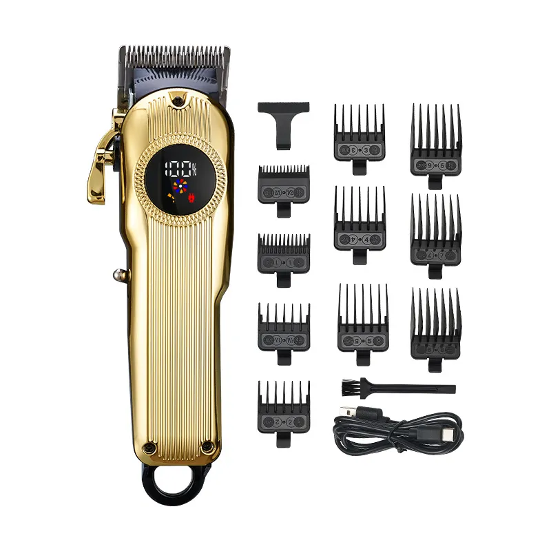 Máquina De Cortar Cabelo Elétrica C220 Gold Professional Com 10 Pentes De Guia
