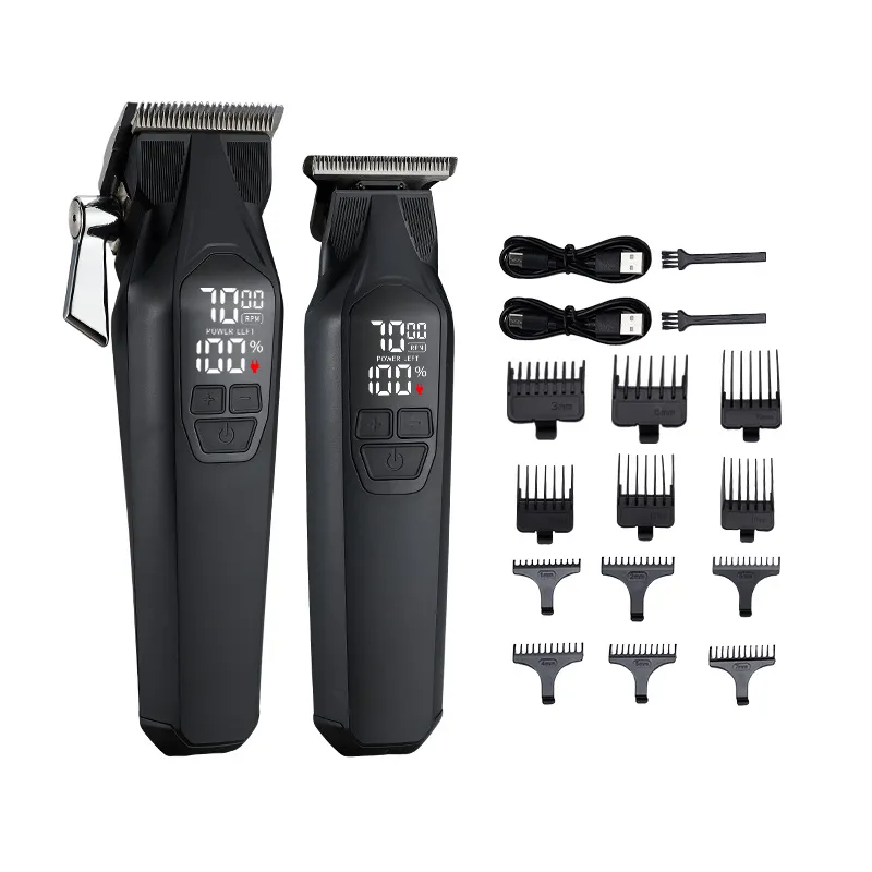 Conjunto De Máquina De Cortar Cabelo Elétrica Dual Professional Com 12 Guide Co