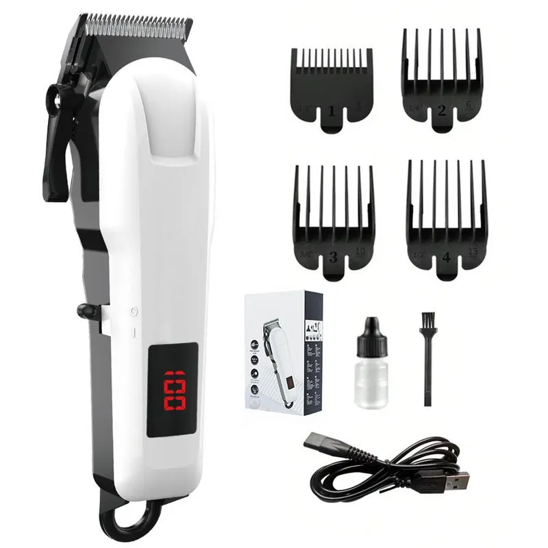 Máquina De Cortar Cabelo Yx-809a Smart Digital White Recarregável Usb