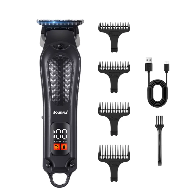 Máquina De Cortar Cabelo Elétrica, Cortador De Cabeça Careca Com Acessórios