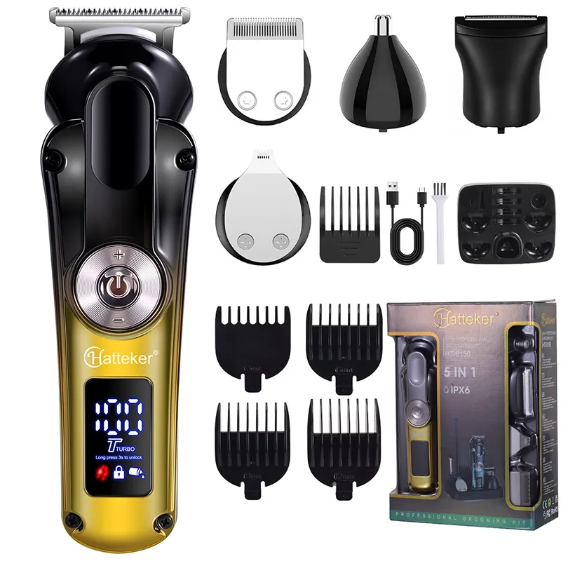Máquina De Cortar Cabelo Elétrica Ht-6150 Gold Com Multifuncional