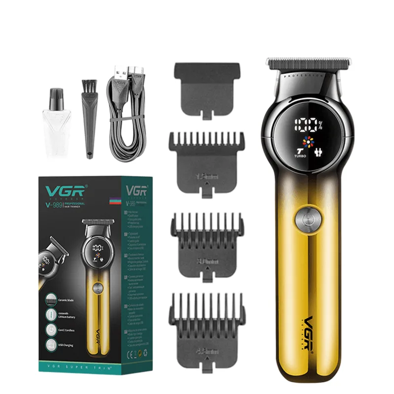 Máquina De Cortar Cabelo Elétrica Gold Gradient Usb Recarregável