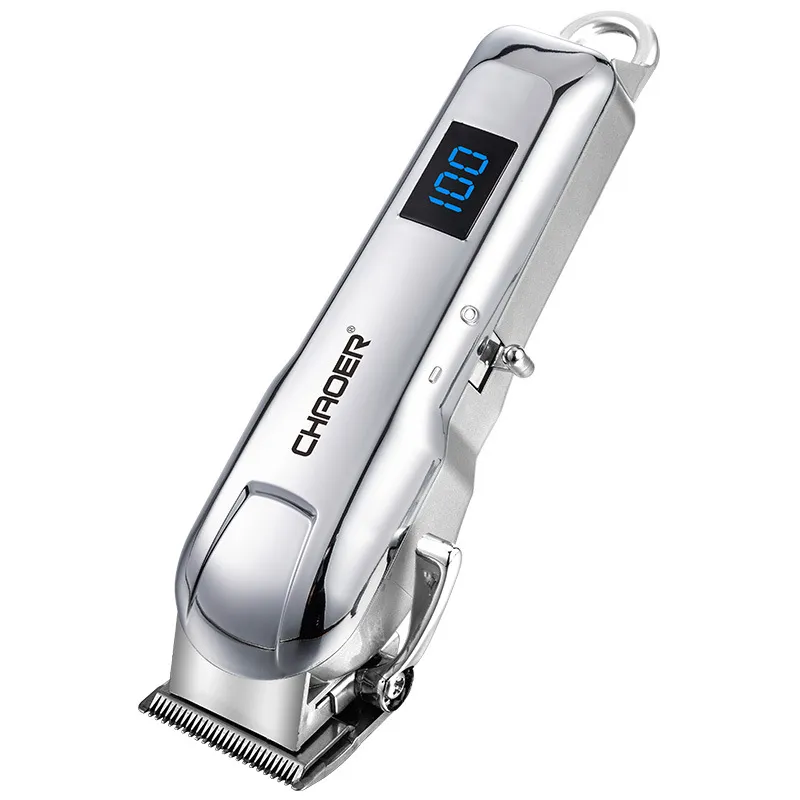 Máquina De Cortar Cabelo Silver D86 Usb Digital Elétrica Em Aço Inoxidável