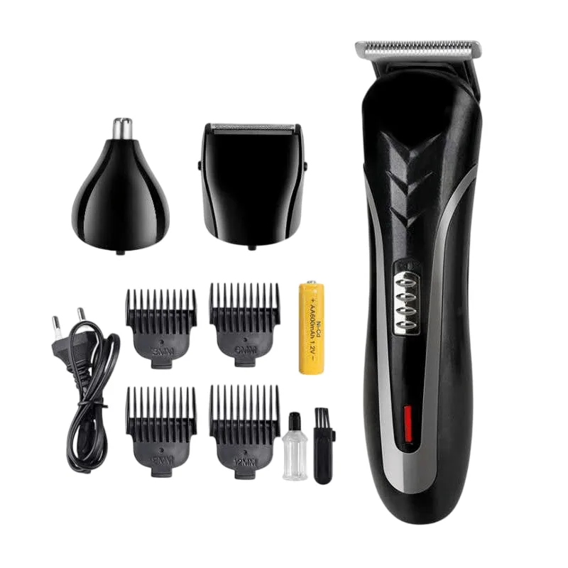 Kit De Máquina De Cortar Cabelo Em Liga De Titânio Preto Recarregável Usb
