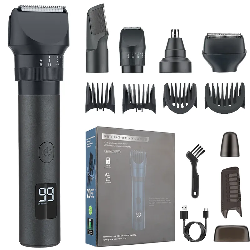 Máquina De Cortar Cabelo Elétrica 5 Em 1 Usb Recarregável De Alta Potência