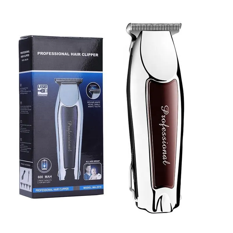 Máquina De Cortar Cabelo Usb Recarregável Profissional Prateada