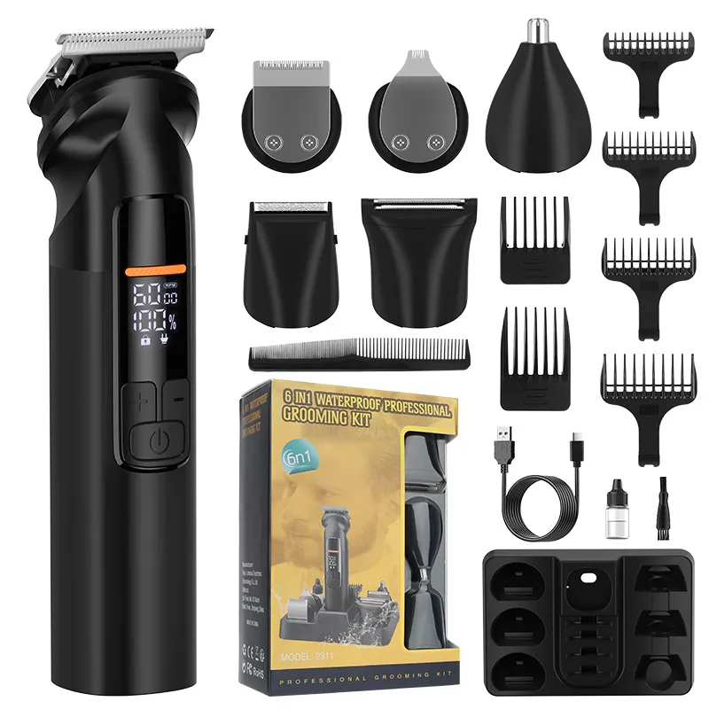 Kit Elétrico De Limpeza Para Máquina De Cortar Cabelo 6 Em 1 Usb Recarregável