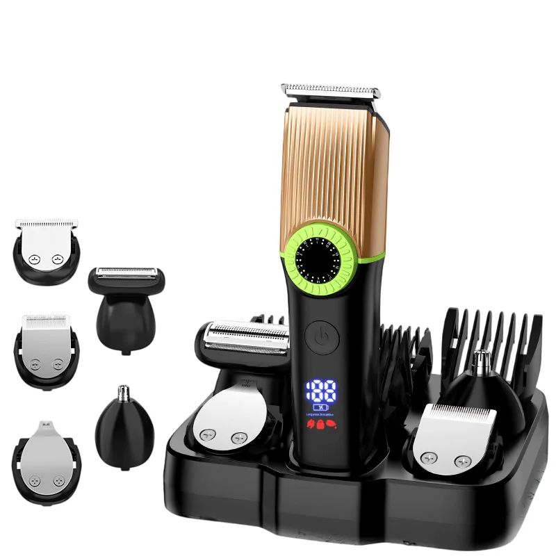 Conjunto De Máquina De Cortar Cabelo 6 Em 1 Multifuncional Para Homens Com Recarga Usb