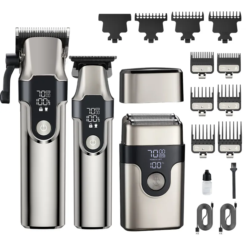 Kit De Higiene De 3 Peças Para Homens Com Tesoura E Máquina De Barbear