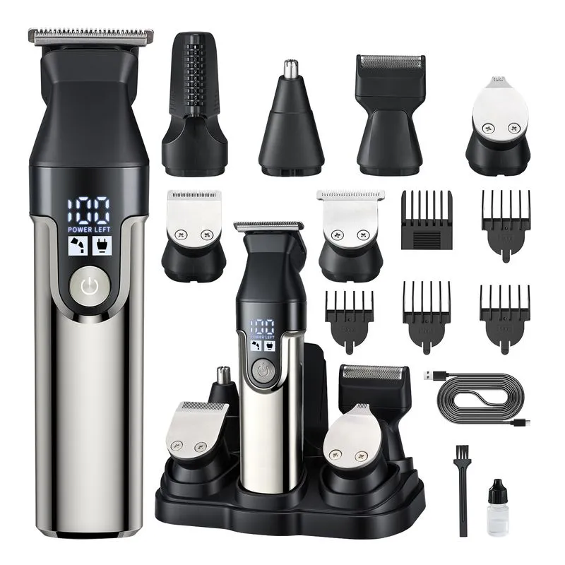 Kit De Máquina De Cortar Cabelo, Aparador Elétrico Led Masculino Com Pentes Guia