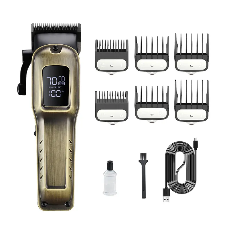 Máquina De Cortar Cabelo Elétrica De Cobre Antigo Com Carregamento Usb