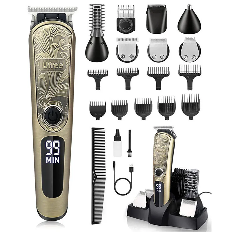 Kit De Corte De Cabelo E Higiene Corporal Retro Copper Com 9 Guias