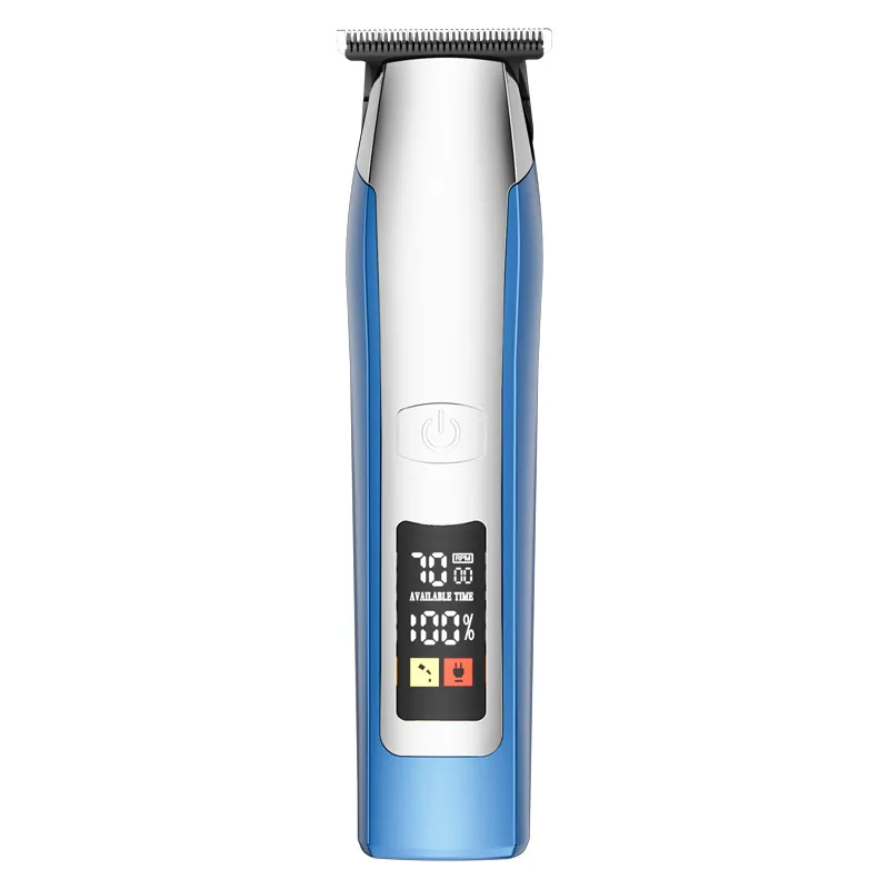 Máquina De Cortar Cabelo Elétrica, Lâmina De Titânio Recarregável, Azul