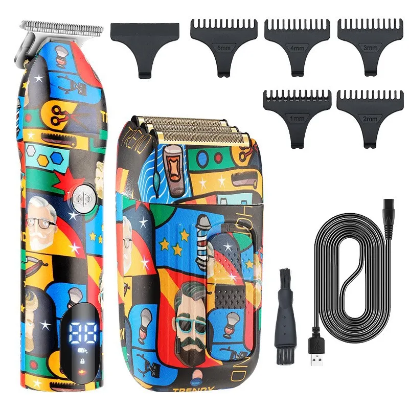 Máquina De Cortar Cabelo E Barbeadora Graffiti Electric Com 5 Pentes De Guia