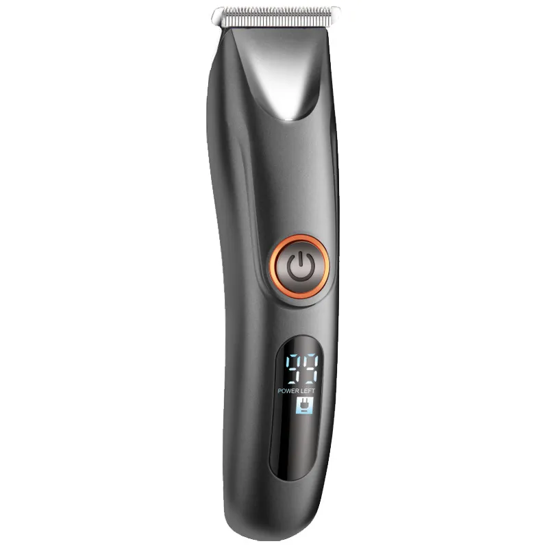 Máquina De Cortar Cabelo Elétrica Cinza-Preta Com Lâminas De Titânio