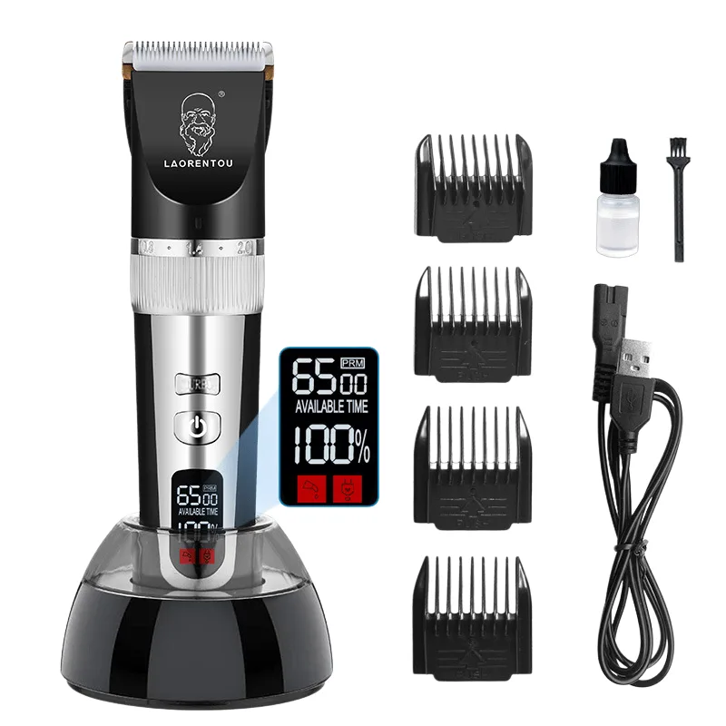 Máquina De Cortar Cabelo Usb Recarregável C67 Preta Para Crianças E Adultos