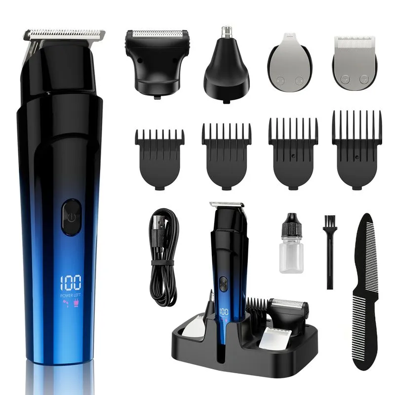 Kit De Máquina De Cortar Cabelo Elétrica Usb Recarregável Para Homens