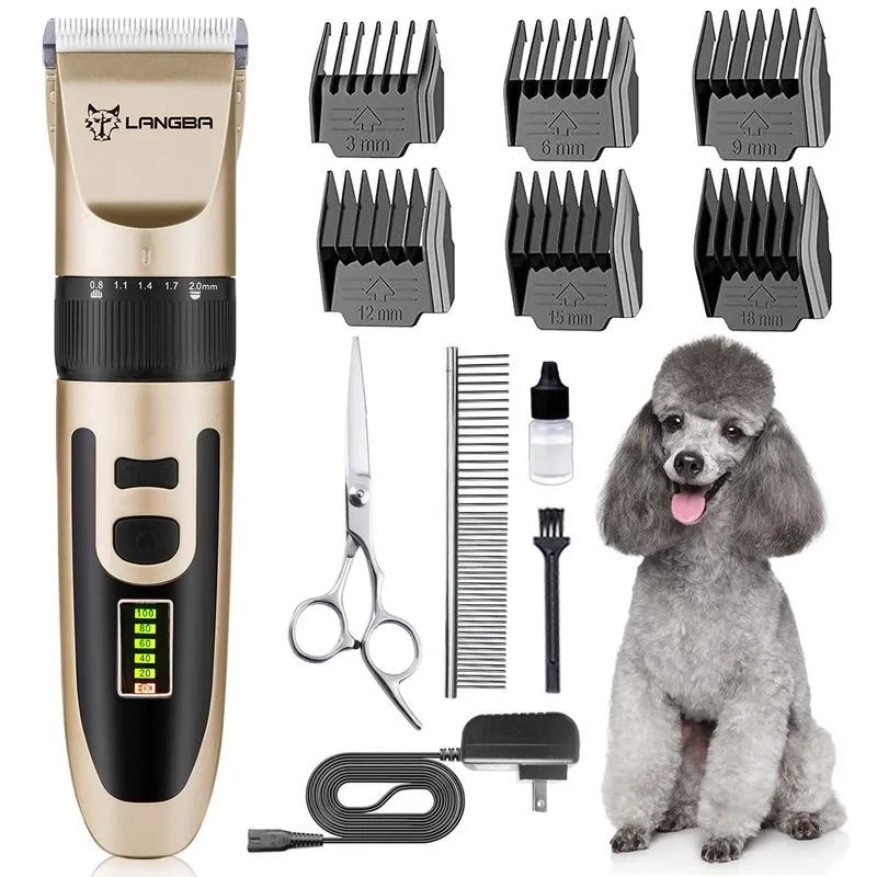 Kit De Higiene Para Cães, Cortador De Cabelo Dourado Para Animais De Estimação Com 6 Pentes Guia